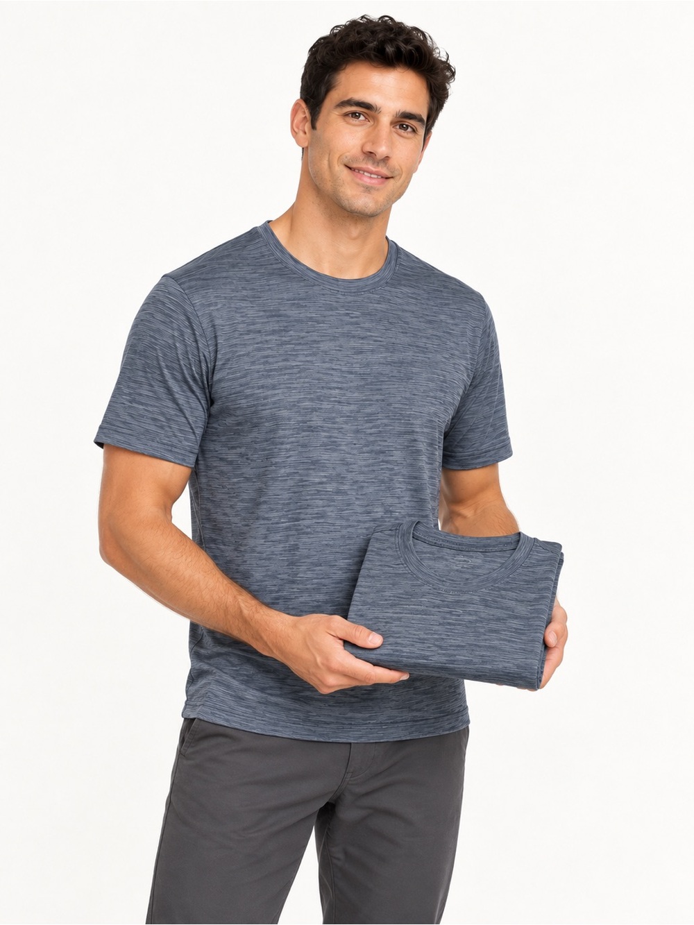 Athletic Works Men’s Small Blue Gray Crewneck T-Shirts 2-Pack